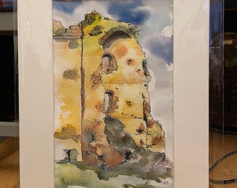 Tantallon Castle -  Watercolour and Pen  painting