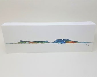 Original Watercolour painting of the Islands of Eigg and Rum on Cradled Panel Ready to hang on wall or stand on shelf