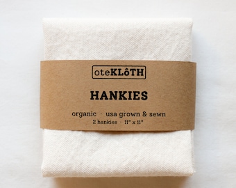 Hanky | Organic Cotton | Handkerchief | Zero Waste | Reusable Tissue | Self-Care Gift | Sustainable | Zero Waste | USA Grown + Sewn