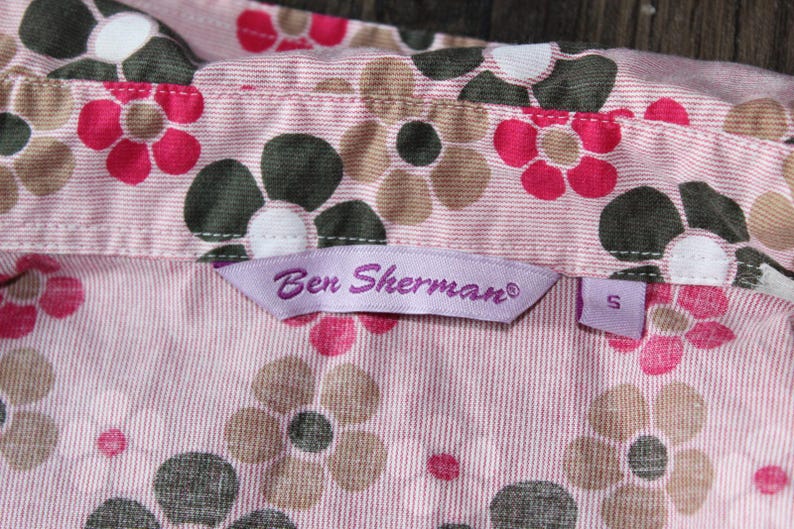 Vintage 90s Ben Sherman shirt daisy all over print long sleeve Small fitted image 3
