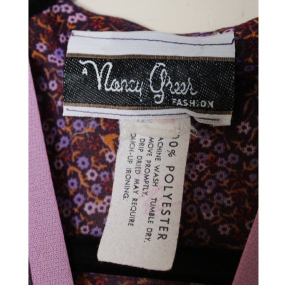 Nancy Greer Vintage Women's 70's Purple Floral To… - image 3
