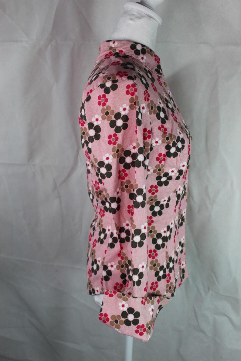 Vintage 90s Ben Sherman shirt daisy all over print long sleeve Small fitted image 11