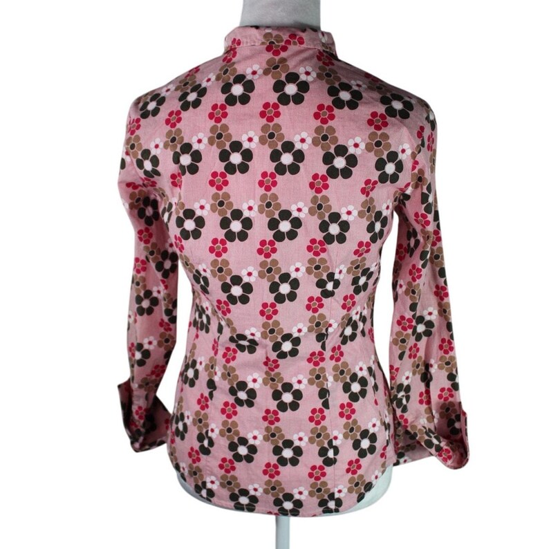 Vintage 90s Ben Sherman shirt daisy all over print long sleeve Small fitted image 2