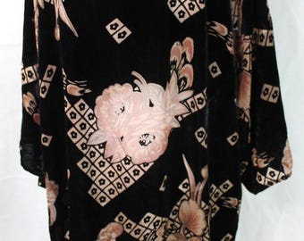 Danielrainn Vintage 90s Fringe Kimono Robe Floral Witchy Garden Goth Plus 0X/1X
