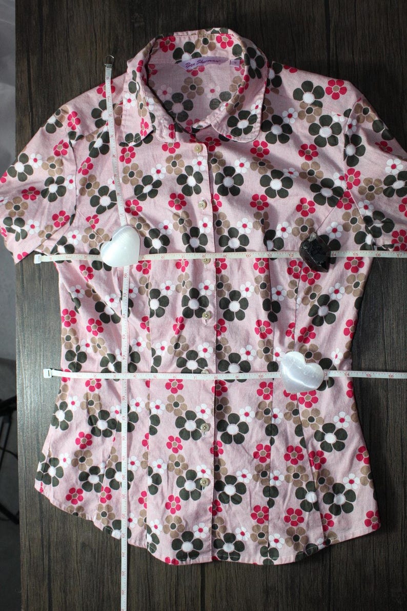 Vintage 90s Ben Sherman shirt daisy all over print long sleeve Small fitted image 5