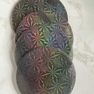 Holographic Black/Charcoal Coasters, Set of 4, Handmade