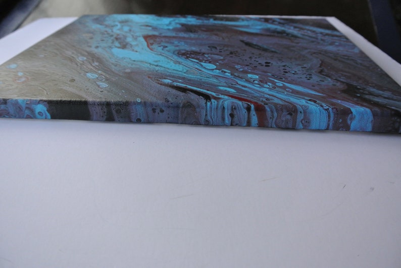 Turquoise Metallic Original Fluid Acrylic Art Southwest Abstract