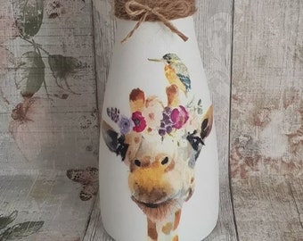 MORE DESIGNS hand decorated vases/ Robin/bee/bluetit/highland cow