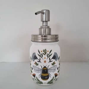 MORE DESIGNS Hand decorated mason jar bee/flower/highland cow soap dispenser/kitchen bathroom