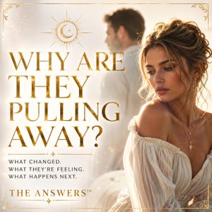 May include: A digital graphic featuring a person with an updo hairstyle wearing a white off-the-shoulder dress and gold necklace. Text reads: WHY ARE THEY PULLING AWAY? WHAT CHANGED. WHAT THEY'RE FEELING. WHAT HAPPENS NEXT. THE ANSWERS.