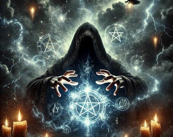 The Reckoning Spell, capturing the dark and intense energy of a powerful, vengeance-driven spell.