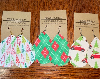 Christmas Leather Earrings