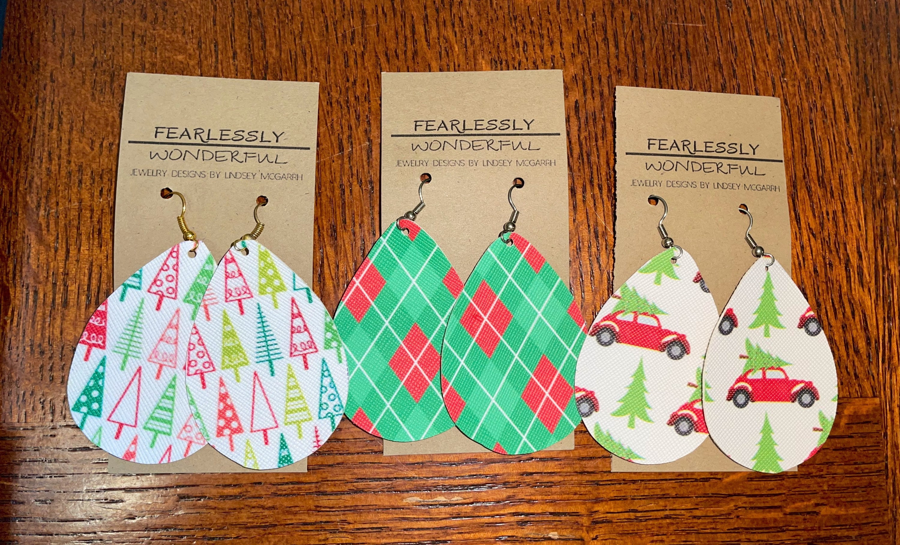 Christmas Leather Earrings Etsy