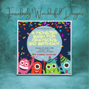 Monsters Birthday Party Invitation