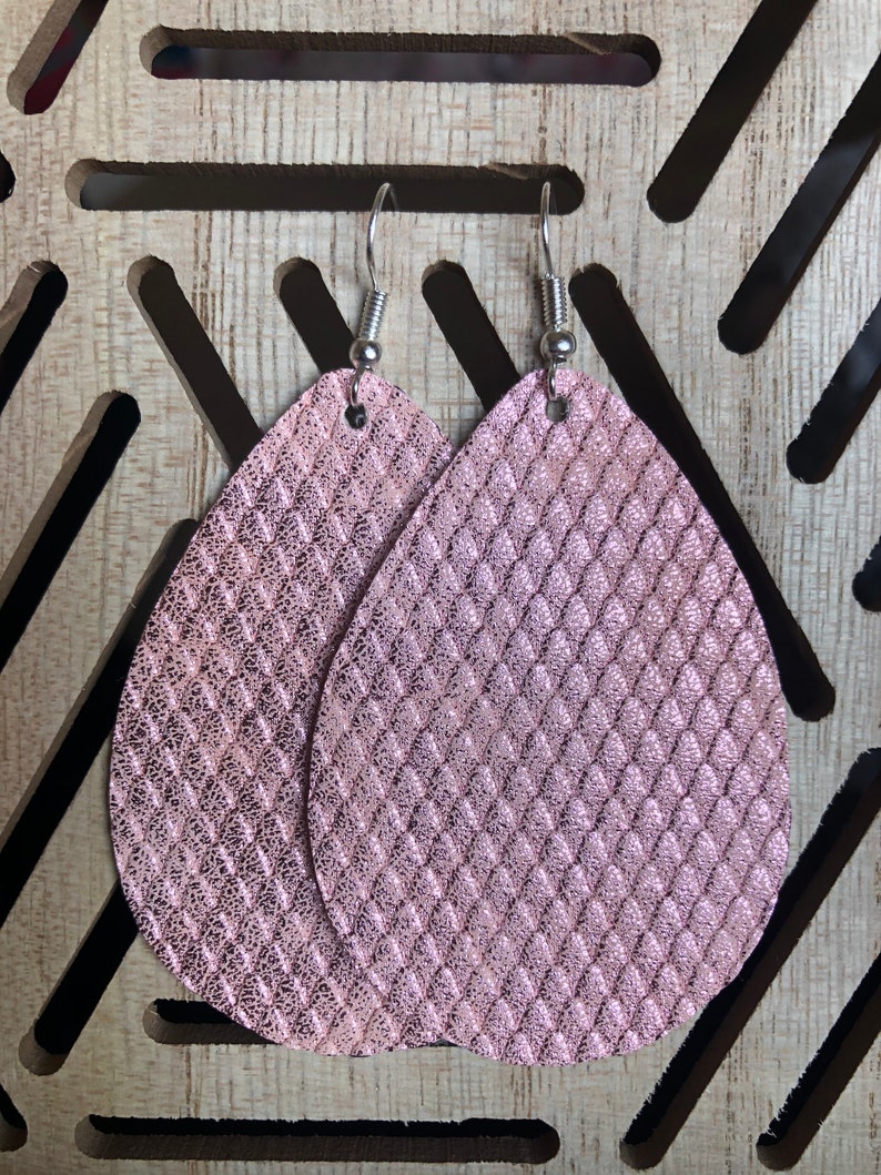Textured Print Leather Earrings