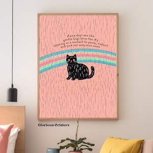 Affirmations Wall Print Black Cat Art Positive Selfcare Affirmations Self-care Mental health Therapy Wall Art Therapist Wall Art Quote Wall