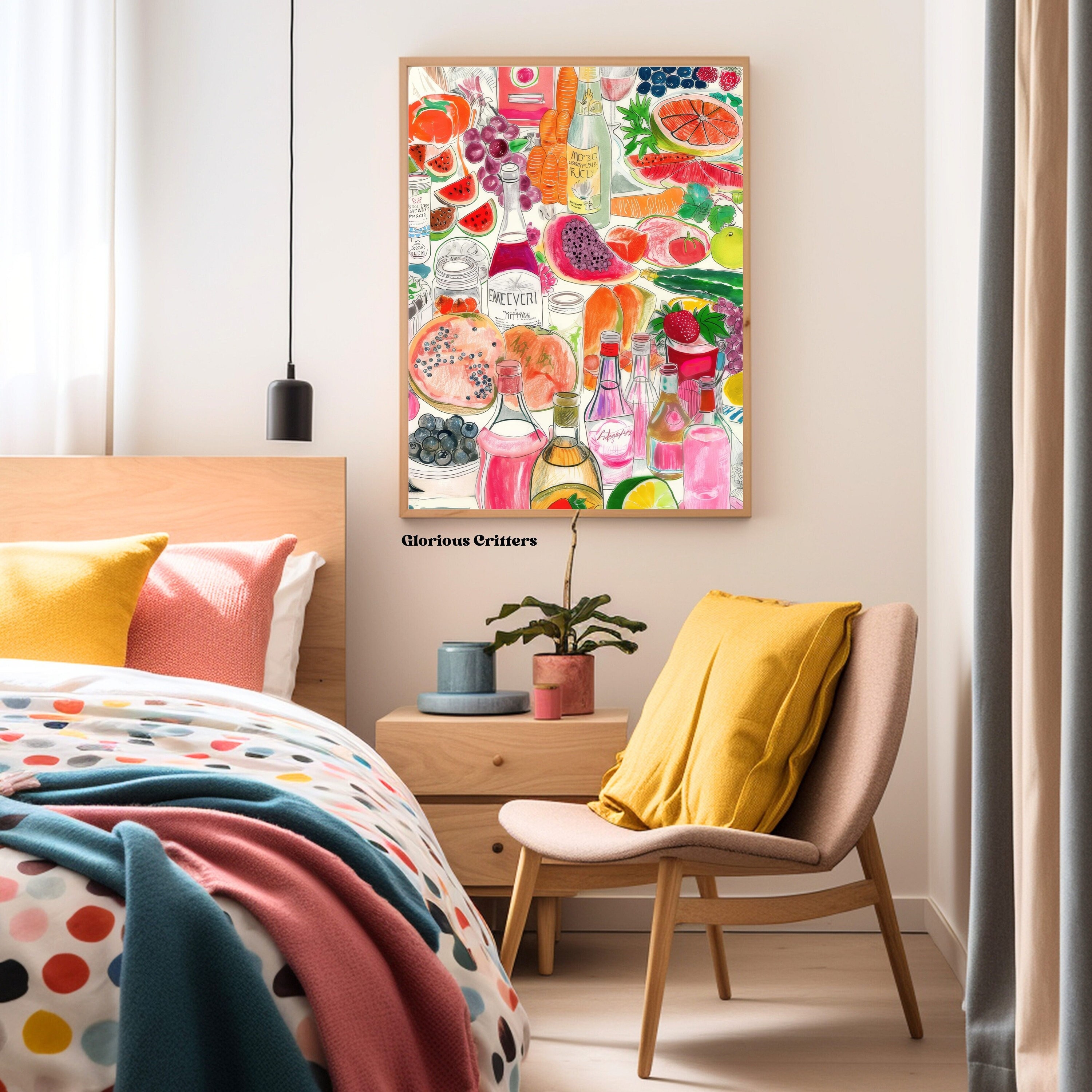 Maximalist Gallery Wall art Eclectic Wall Art Eclectic Gallery Wall Decoration food poster food art Collage Pink Artwork Vintage Collage Art