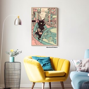 May include: A black cat driving a futuristic vehicle through a city with pink and blue buildings. The text "Glorious Critters" is at the bottom of the image.