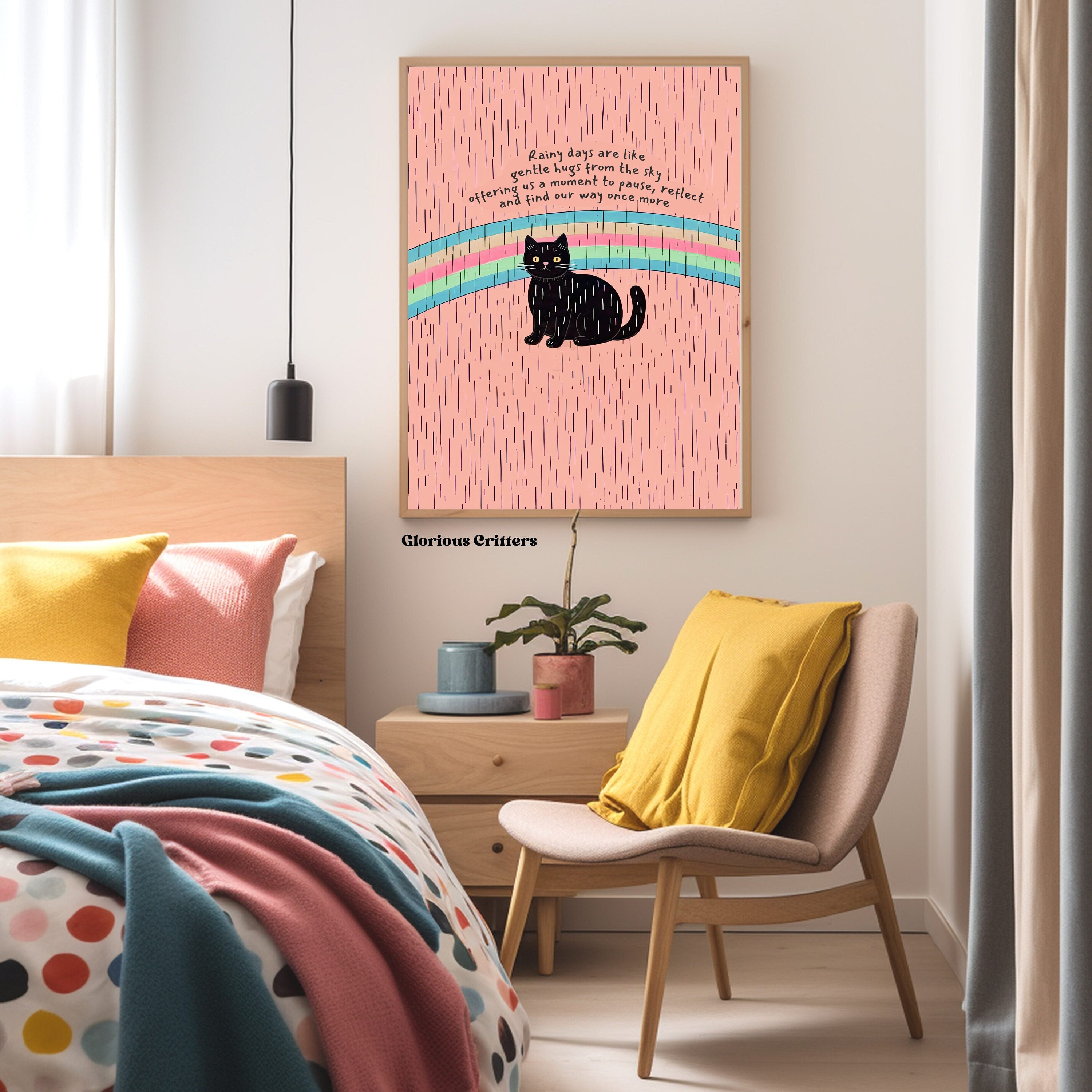 Affirmations Wall Print Black Cat Art Positive Selfcare Affirmations Self-care Mental health Therapy Wall Art Therapist Wall Art Quote Wall