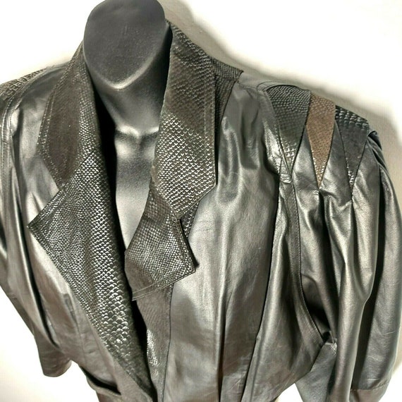 Vintage 80s ADA Black Genuine Leather Biker Jacke… - image 4