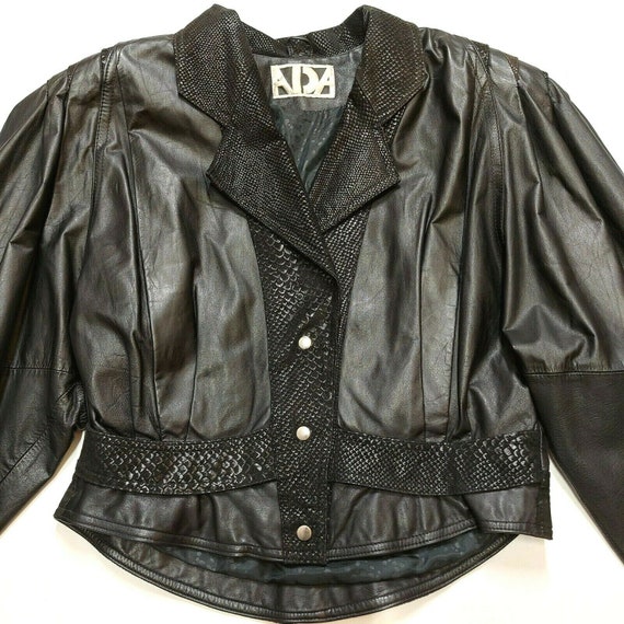 Vintage 80s ADA Black Genuine Leather Biker Jacke… - image 9