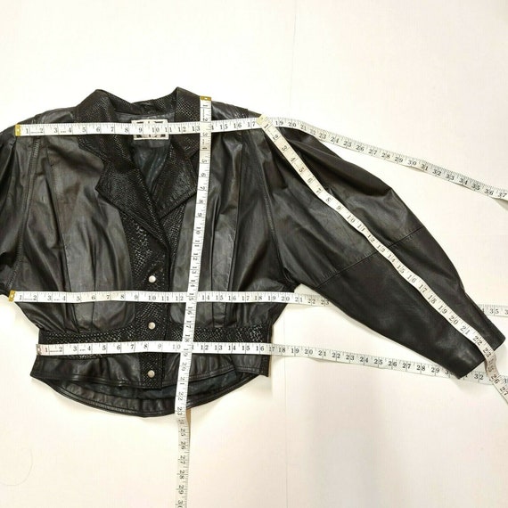 Vintage 80s ADA Black Genuine Leather Biker Jacke… - image 10