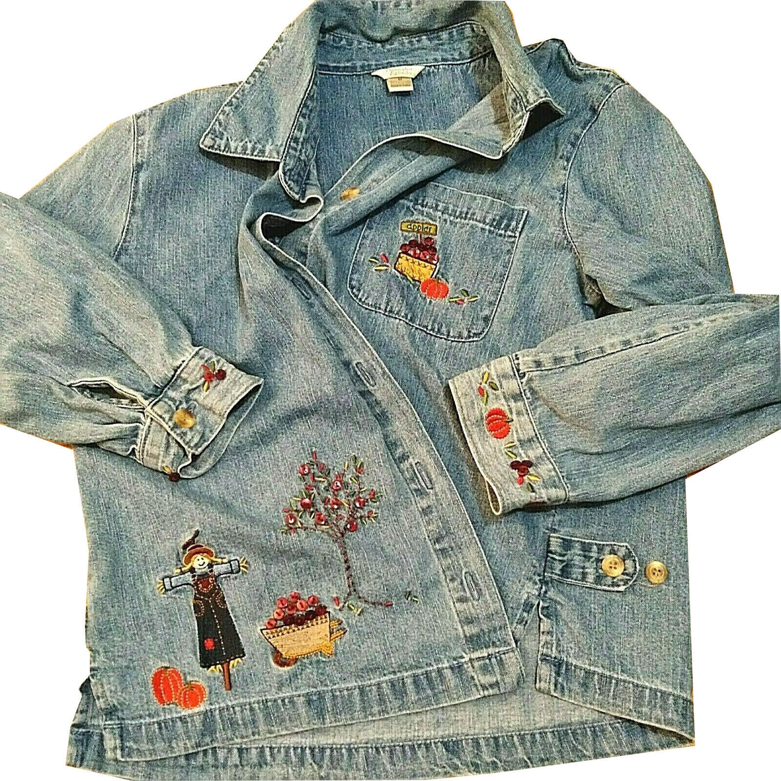 Halloween Patchwork Jean Jacket Halloween Pumpkin Denim -  Denmark