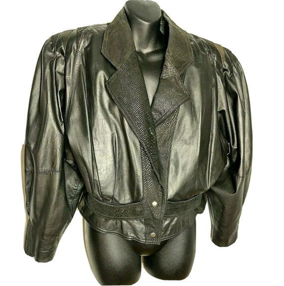 Vintage 80s ADA Black Genuine Leather Biker Jacke… - image 7