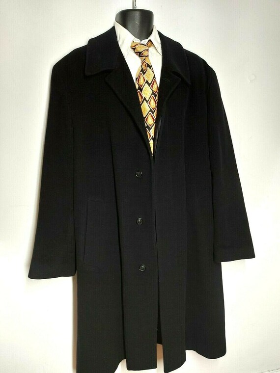 Vintage Wellington Wool Cashmere Coat Size 52 Bla… - image 3