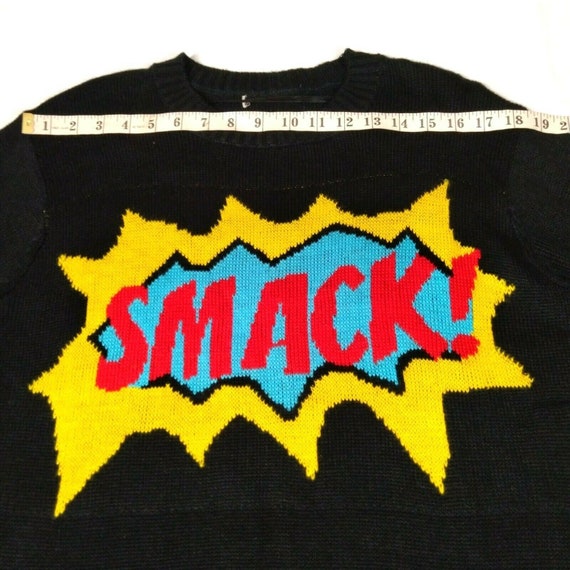 Smack Comics Vintage Sweater Small Black Women Kn… - image 6