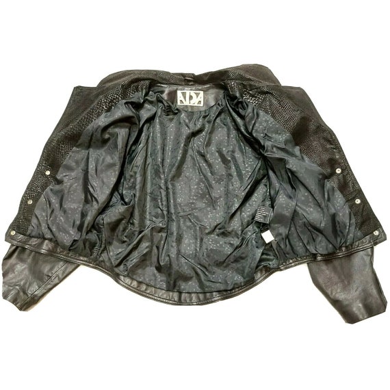 Vintage 80s ADA Black Genuine Leather Biker Jacke… - image 8