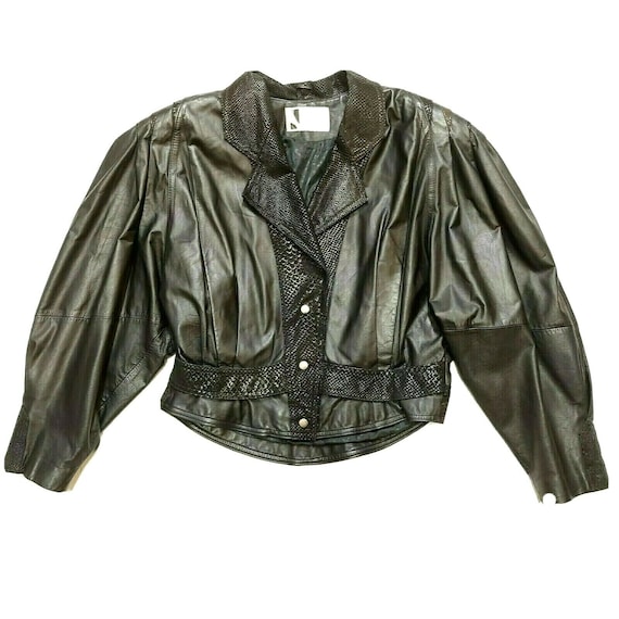 Vintage 80s ADA Black Genuine Leather Biker Jacke… - image 1