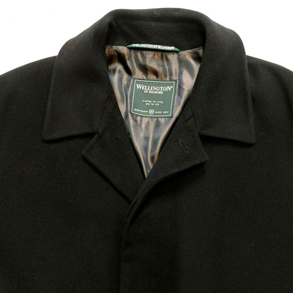 Vintage Wellington Wool Cashmere Coat Size 52 Bla… - image 8