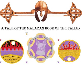 Juego de monedas coleccionables Pathtag de Malazan Book of the Fallen: Cazadores de huesos, Casa de las cadenas, Quemadores de puentes