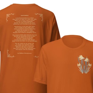 Daffodil Poem on Unisex t-shirt. Poem T-shirt for Poem Lovers. Daffodil Poem by William Wordsworth. Poetry Shirt.