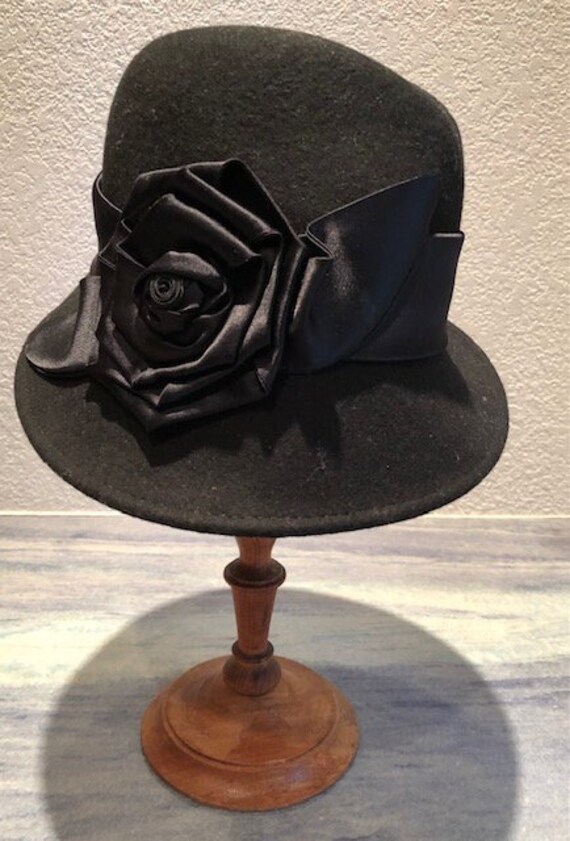 White House Black Market 100% Wool Black Wide Brim Rancher Hat CLASSIC RANCHER HAT main image 3