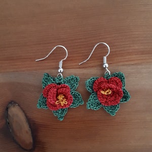 Handmade Floral Shaped Crocheted Earrings (2 variations)