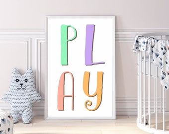 Playroom Nursery Wall Art, Printable Wall Decor Art Print For Kids, Children's Room Decor Poster, Typography Sign, Digital Instant Download