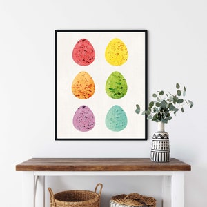 Easter Egg Wall Art Printable Picture, Modern Spring Farmhouse Home Decor Sign, Rainbow Speckled Egg Art Print, Instant Digital Download image 2