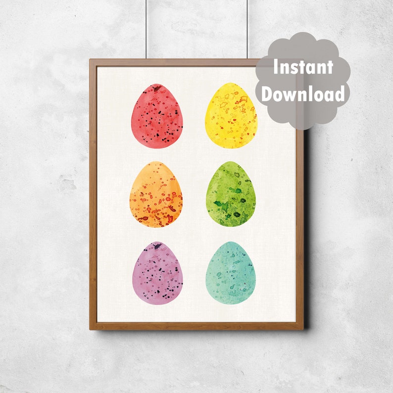 Easter Egg Wall Art Printable Picture, Modern Spring Farmhouse Home Decor Sign, Rainbow Speckled Egg Art Print, Instant Digital Download image 5