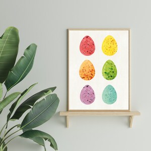 Easter Egg Wall Art Printable Picture, Modern Spring Farmhouse Home Decor Sign, Rainbow Speckled Egg Art Print, Instant Digital Download image 3