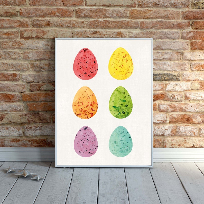 Easter Egg Wall Art Printable Picture, Modern Spring Farmhouse Home Decor Sign, Rainbow Speckled Egg Art Print, Instant Digital Download image 4