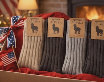 Alpaca Wool Blend Socks, Thermal Winter Comfort, Hiking Camping (Unisex), 2 PAIRS