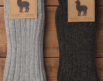 Alpaca Wool Blend Socks, Thermal Winter Comfort, Hiking Camping (Unisex), 2 PAIRS