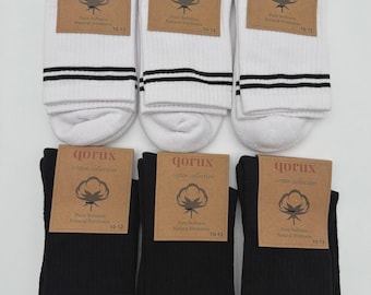 Cotton Blend Crew Socks, Unisex Sports, Tennis, Running, Cycling (Pack of 6)