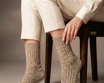 Soft Alpaca Wool Blend Socks, Thermal Winter Hiking Socks