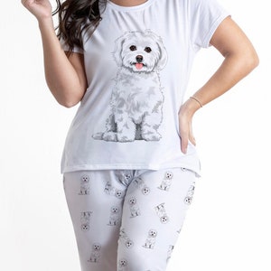 ◆SPAO◆ Maltese Oguogu Maltese Short Sleeve Pajamas LIGHT B FUR OF LOVE Maltese girl female Dog Pajama Set (top & Bottom