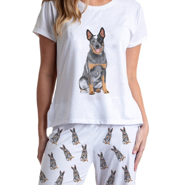 Australian cattle dog pajama set with pants for women blue heeler dog , Australian Pjs , Aussie lovers, gift for her, Blue healer fun pjs