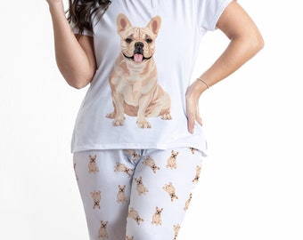 French bulldog top pyjamas womens