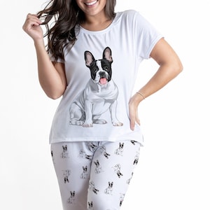 Frenchie Mum Pj s Pyjamas Tartan Frill Shorts French Bulldog Etsy Canada
